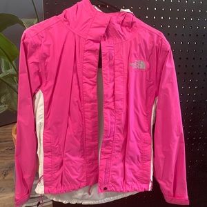 Pink north face raincoat